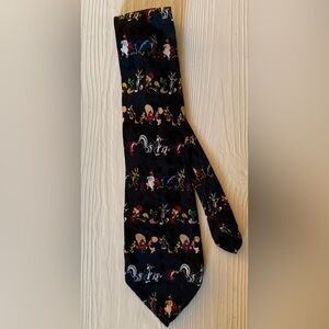 Looney Tunes Characters 100% Silk‎ Novelty Necktie Black Multi